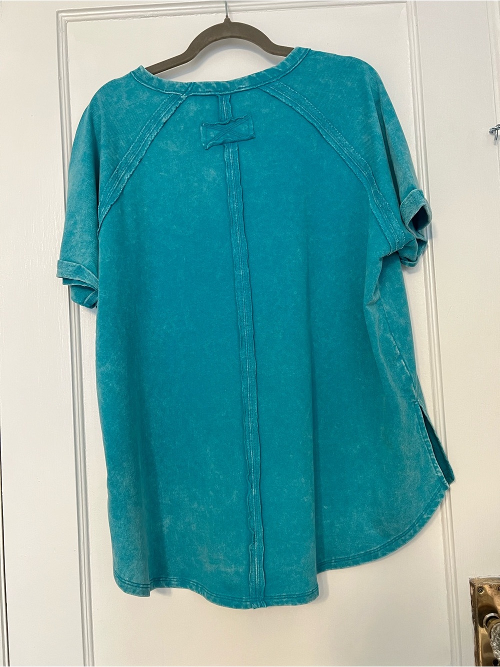 Zenana Turquoise Mineral Wash Split-Hem Top Size 1X NWOT - Picture 5 of 7